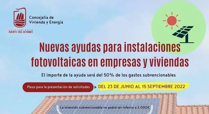 CARTEL NUEVAS AYUDAS 2022 INSTALAC. FOTOVOLTAICAS EN VIVIENDAS Y EMPRESAS - Concejal&iacute;a de Energ&iacute;a, Domingo Curbelo (2)
