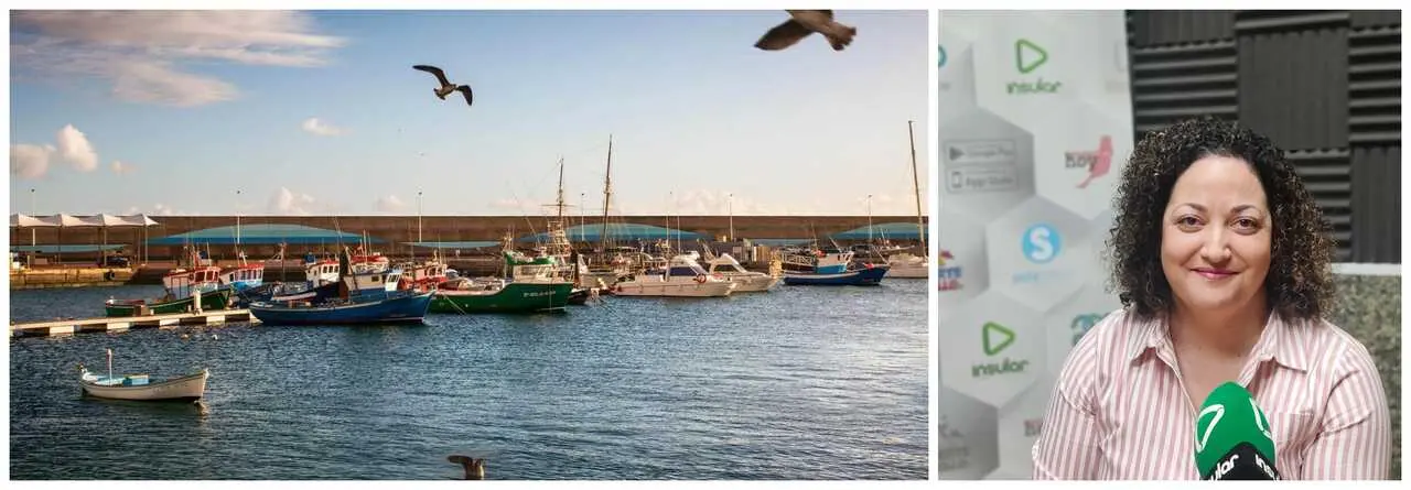 Jana Gonz&aacute;lez y muelle de Morro Jable