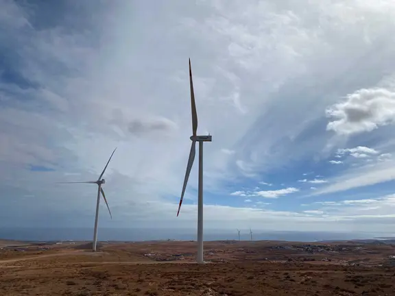 Parque e&oacute;lico en Puerto del Rosario