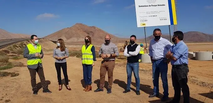 Autoridades en las obras del semienlace de Parque Holandes