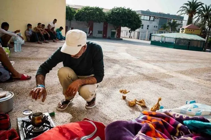 Migrantes en la plaza de la Paz