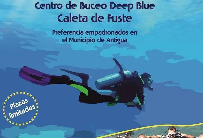 Cartel de buceo en Antigua