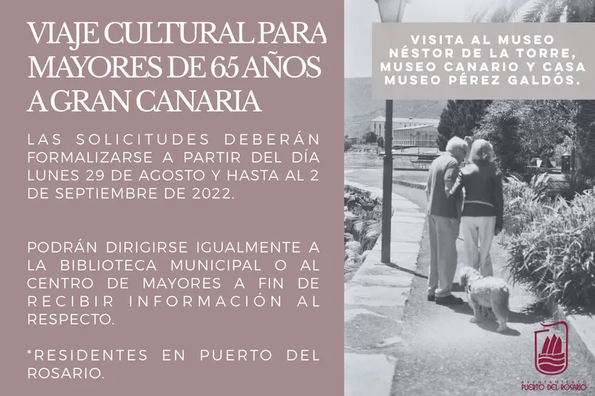 CARTEL VIAJE CULTURAL A GC PARA MAYORES 65 AÑOS - CONCEJALÍA DE CULTURA PTO.