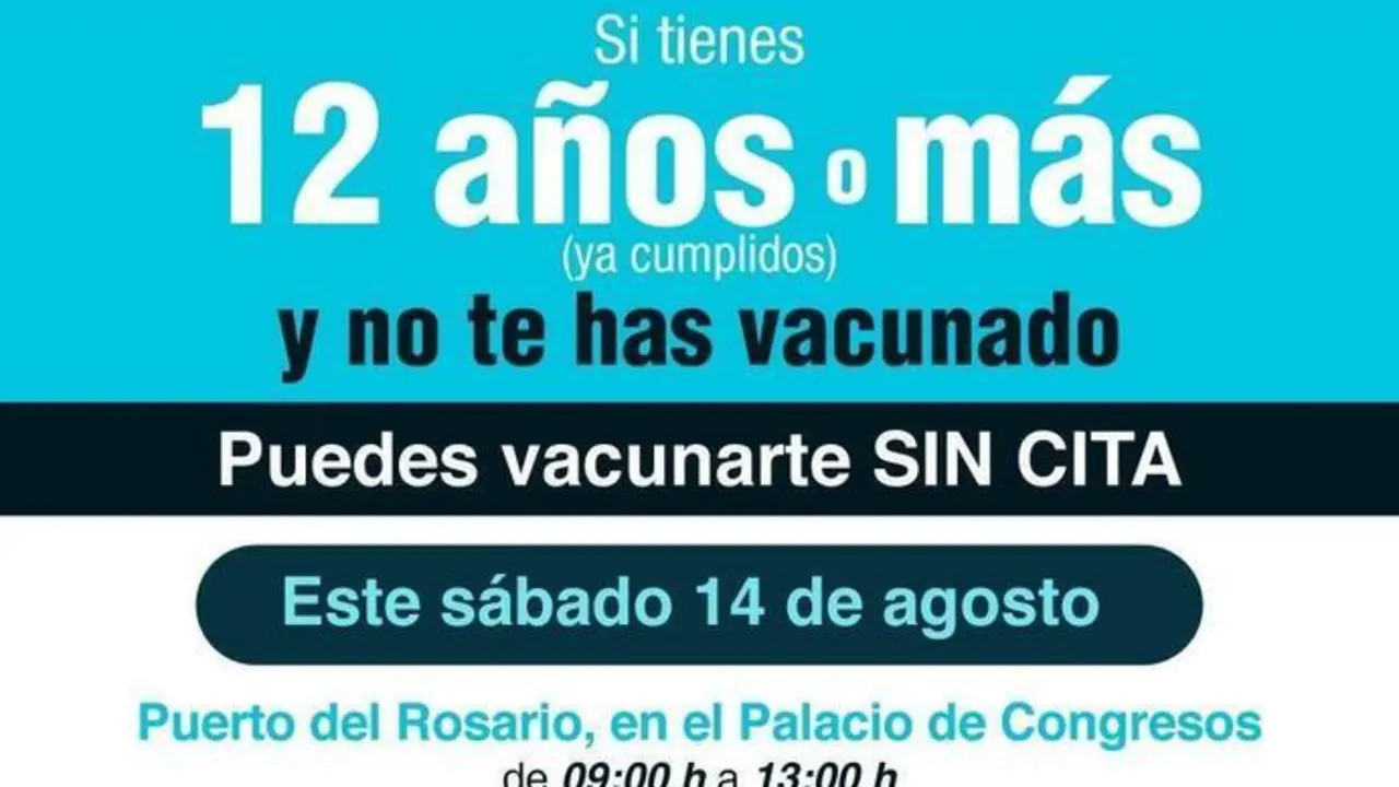 Cartel Vacunaci&oacute;n  Fuerteventura s&aacute;bado