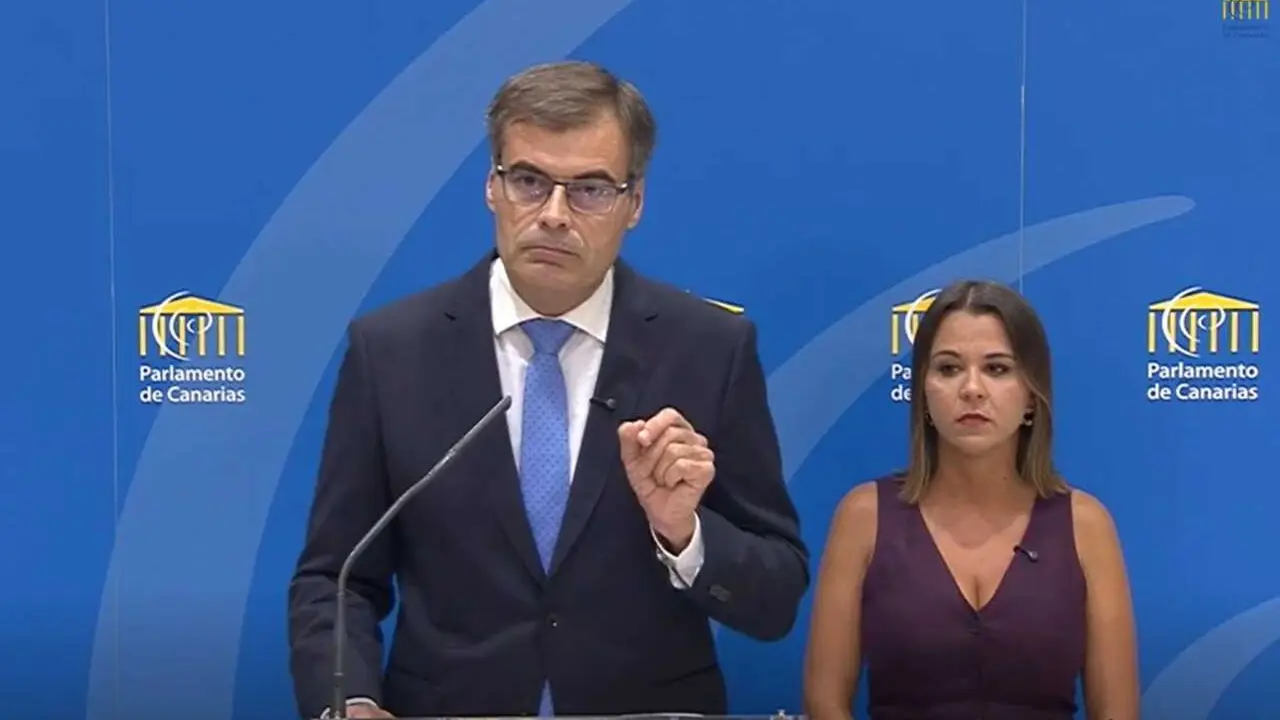 Los diputados del Grupo Parlamentario Popular Fernando Ense&ntilde;at y Jennifer Curbelo