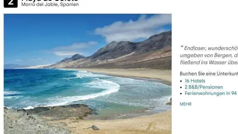 Cofete en el ránking de Tripadvisor