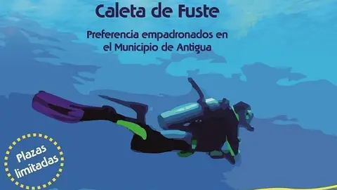 Cartel de buceo en Antigua