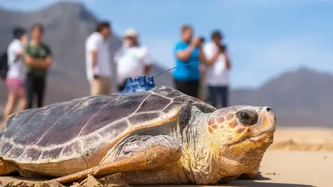tortuga liberada en Cofete