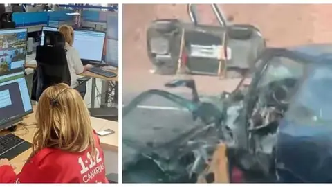 Dos heridos graves y tres moderados en una colisión frontal en las cercanías del cruce de Pozo Negro