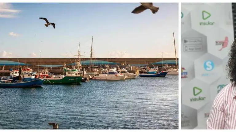 Jana Gonz&aacute;lez y muelle de Morro Jable