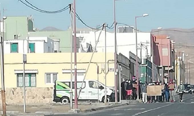 Manifestación de migrantes en El Matorral