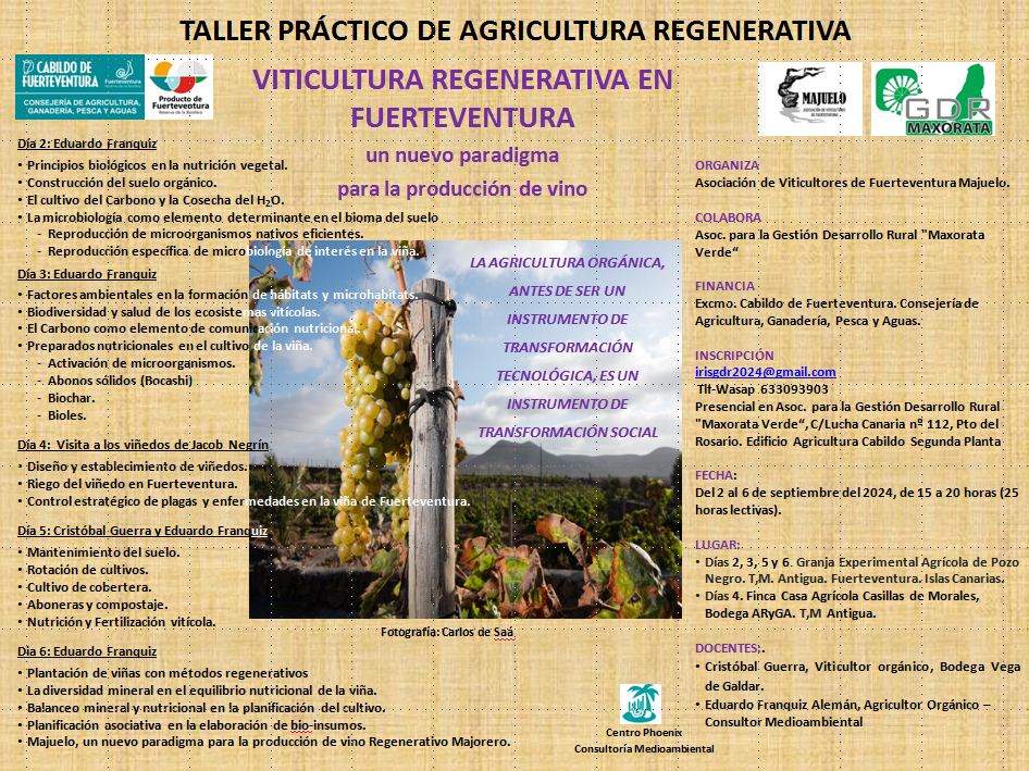 cartel curso agricultura regenerativa en el cultivo de la vid